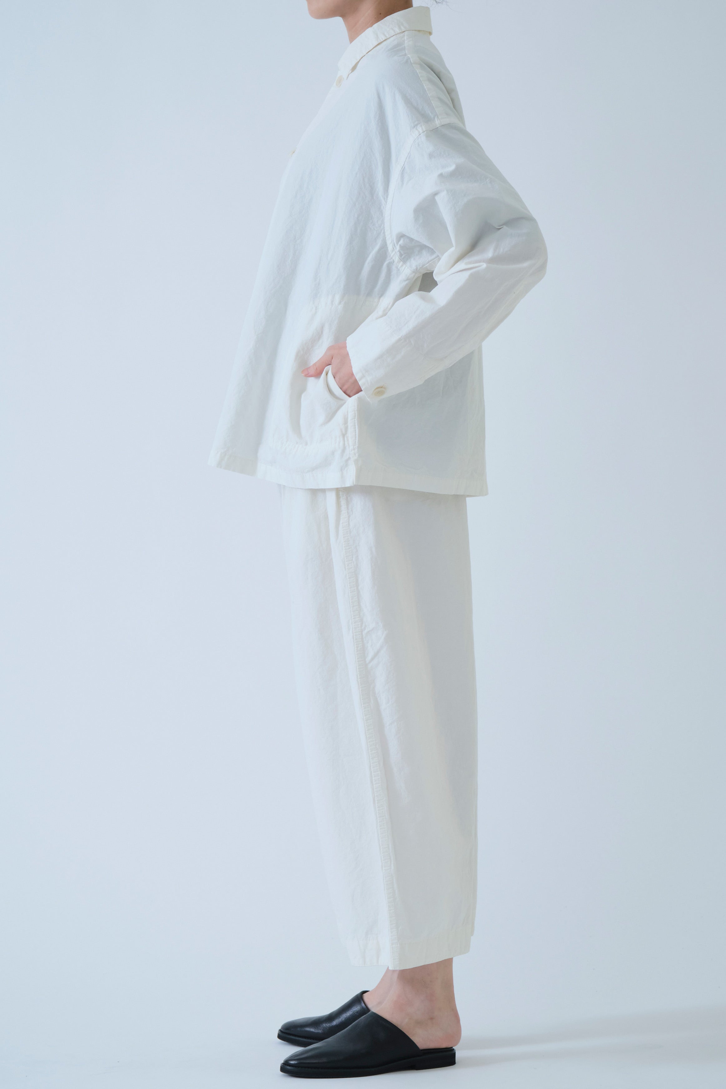 coverall jacket cotton linen off-white