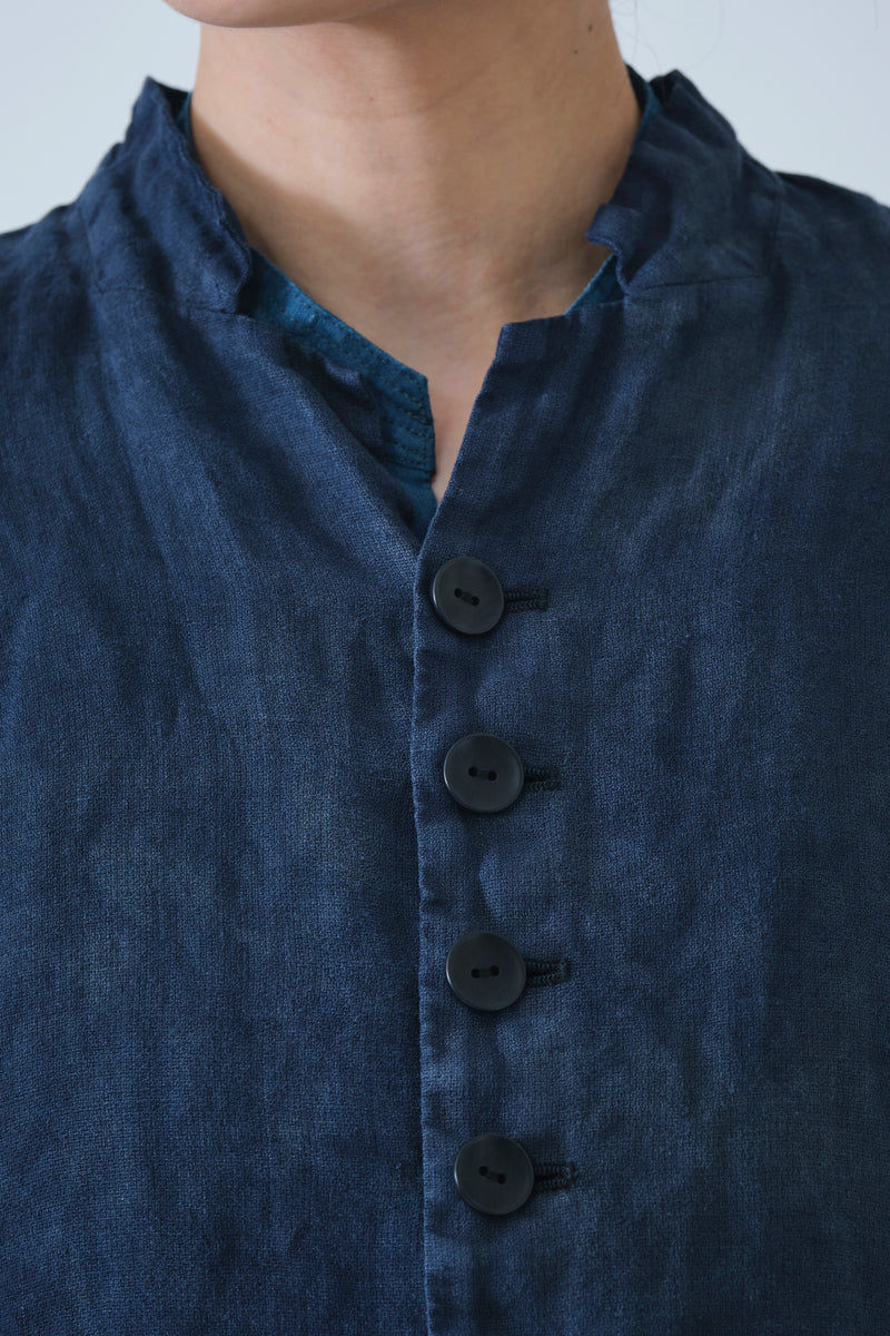 linen dobby jacket indigo charcoal dyed