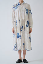 japonism flower print dress ivory