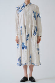 japonism flower print dress ivory