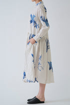 japonism flower print dress ivory