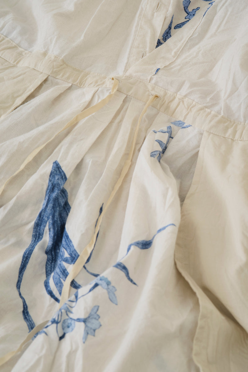 japonism flower print dress ivory