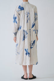 japonism flower print dress ivory