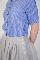 shirring stripe blouse saxe blue