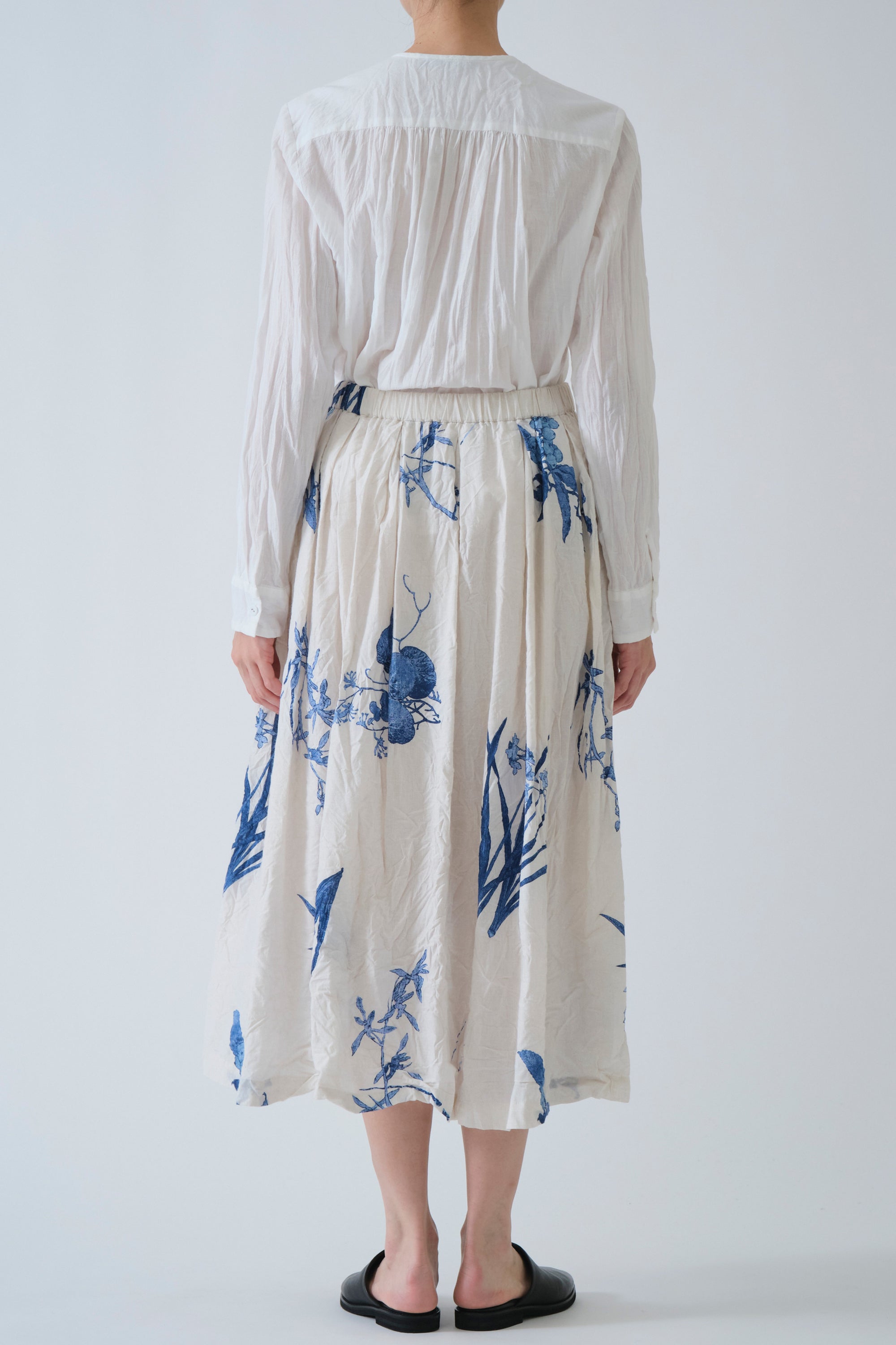 japonism flower print skirt ivory