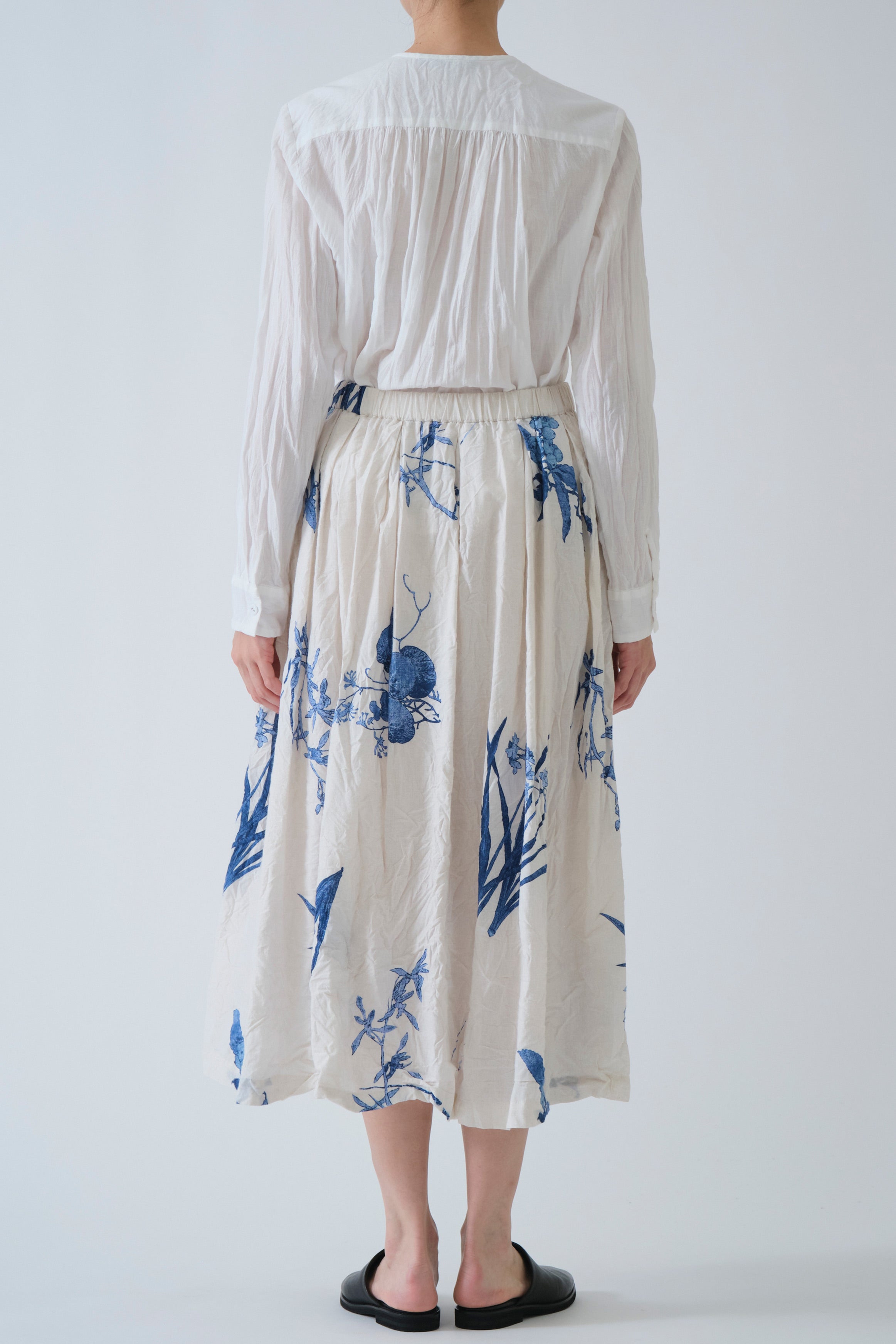 japonism flower print skirt ivory