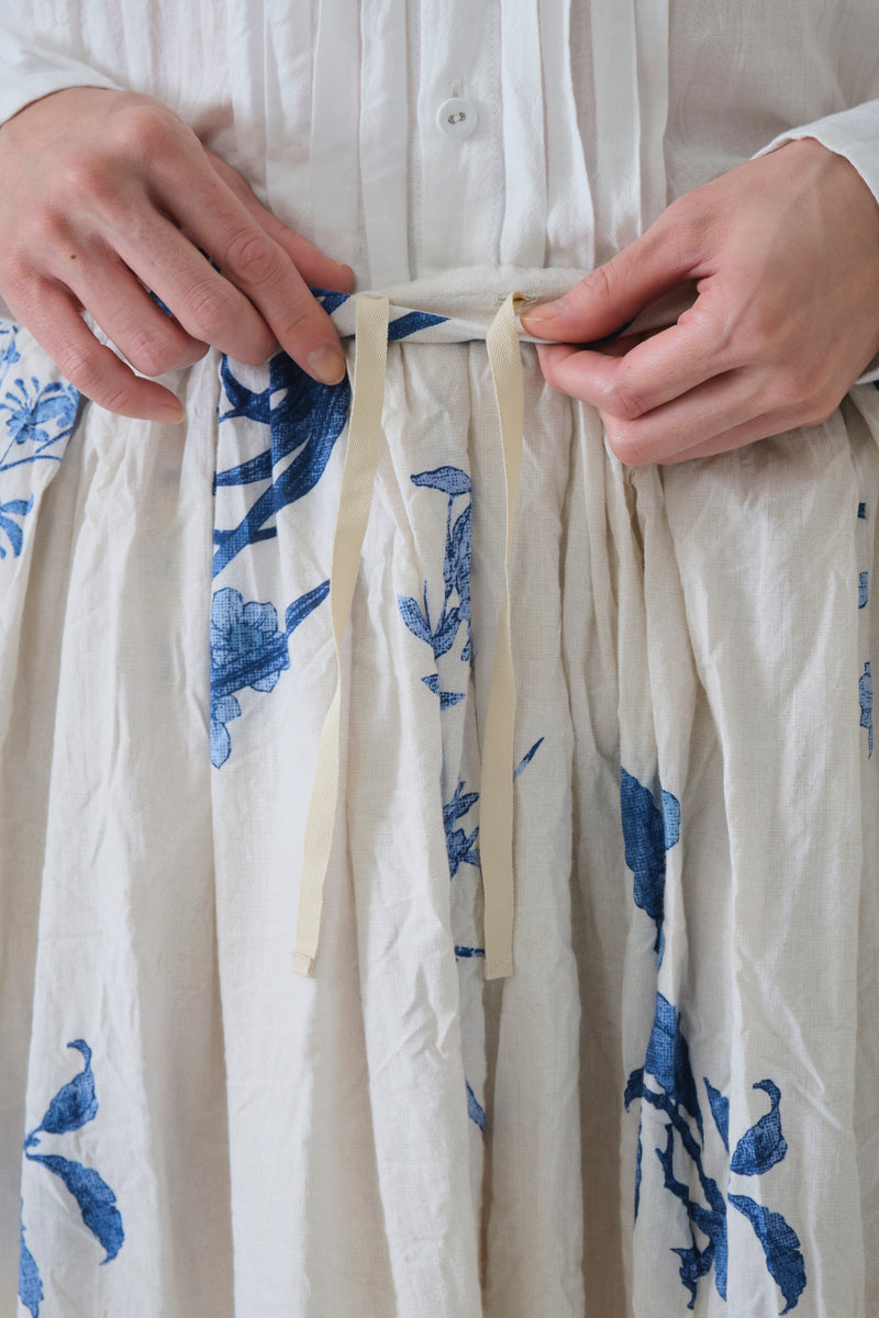 japonism flower print skirt ivory