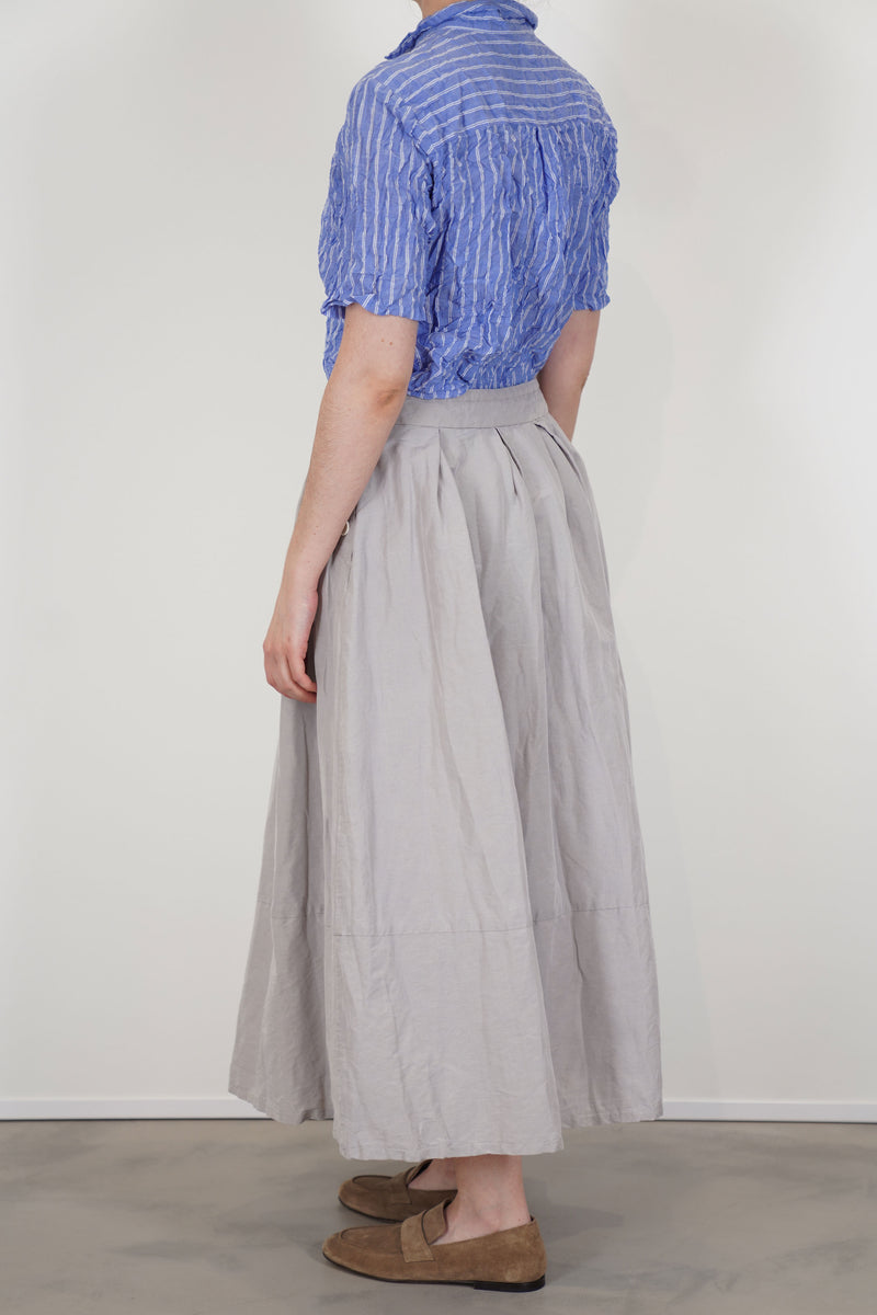 back view of pas de calais skirt cotton linen grey, relaxed fit and soft drape
