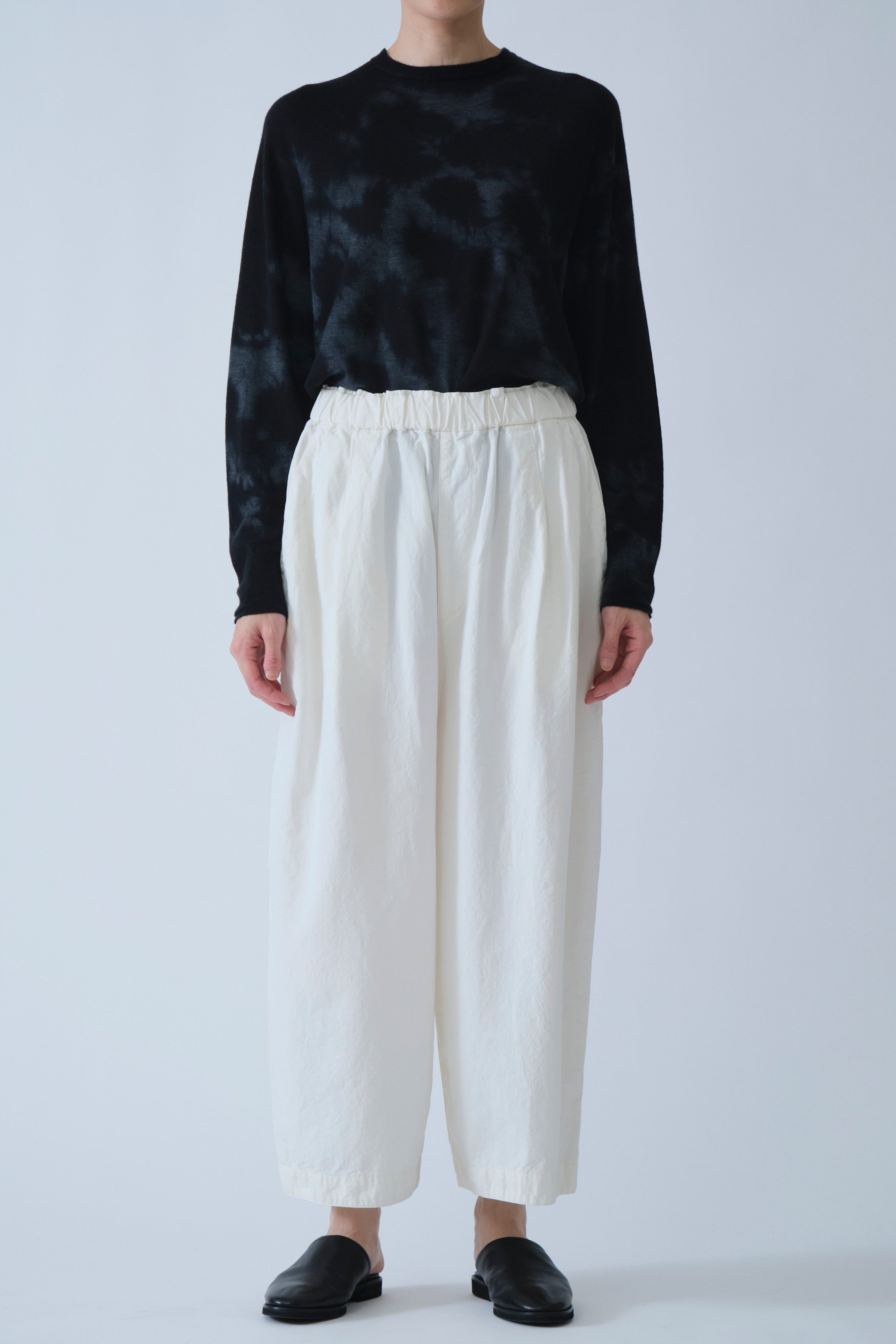 cropped pants cotton linen off-white