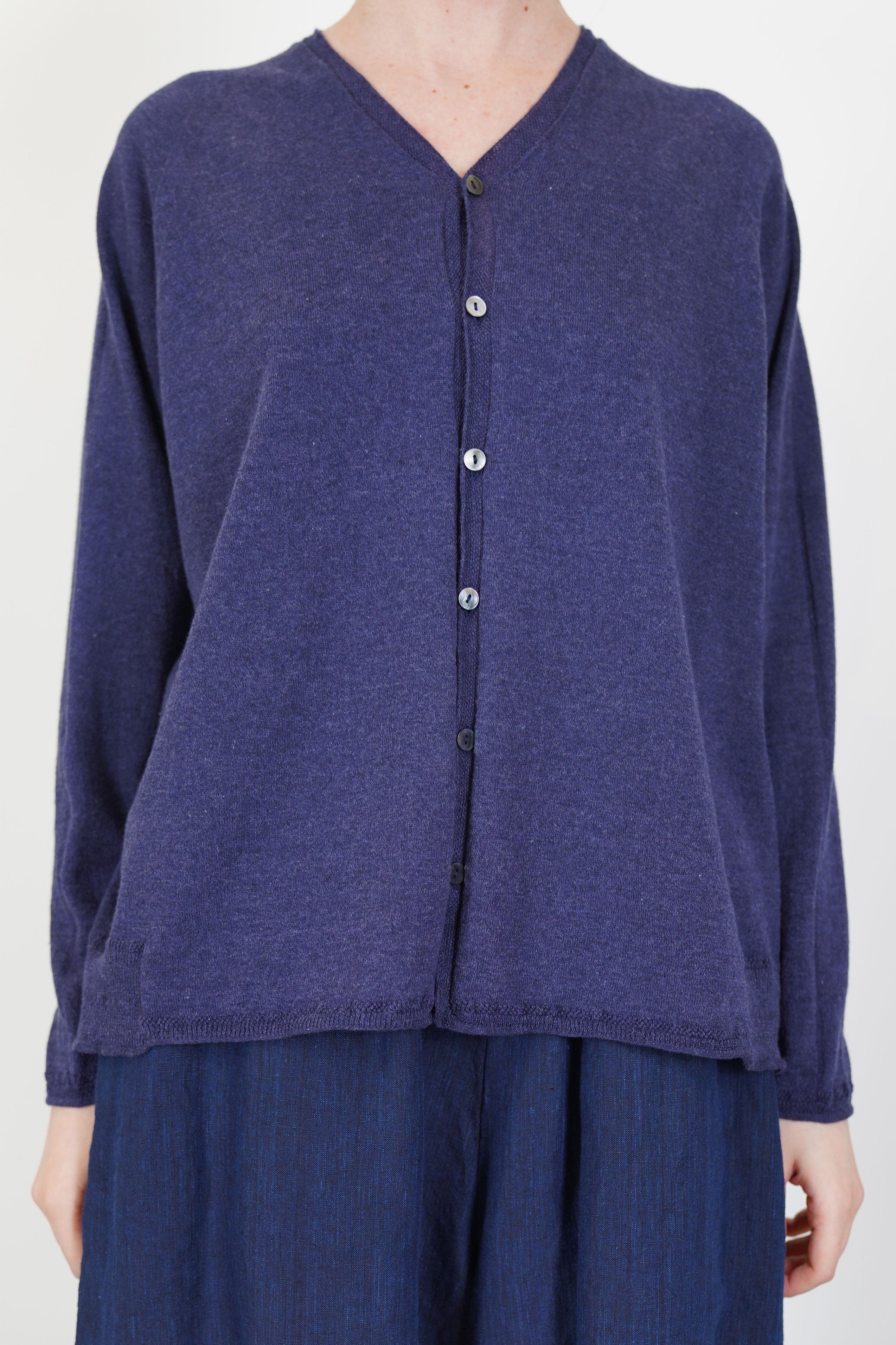 cardigan cotton linen indigo