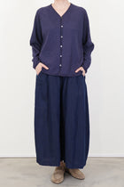 cardigan cotton linen indigo