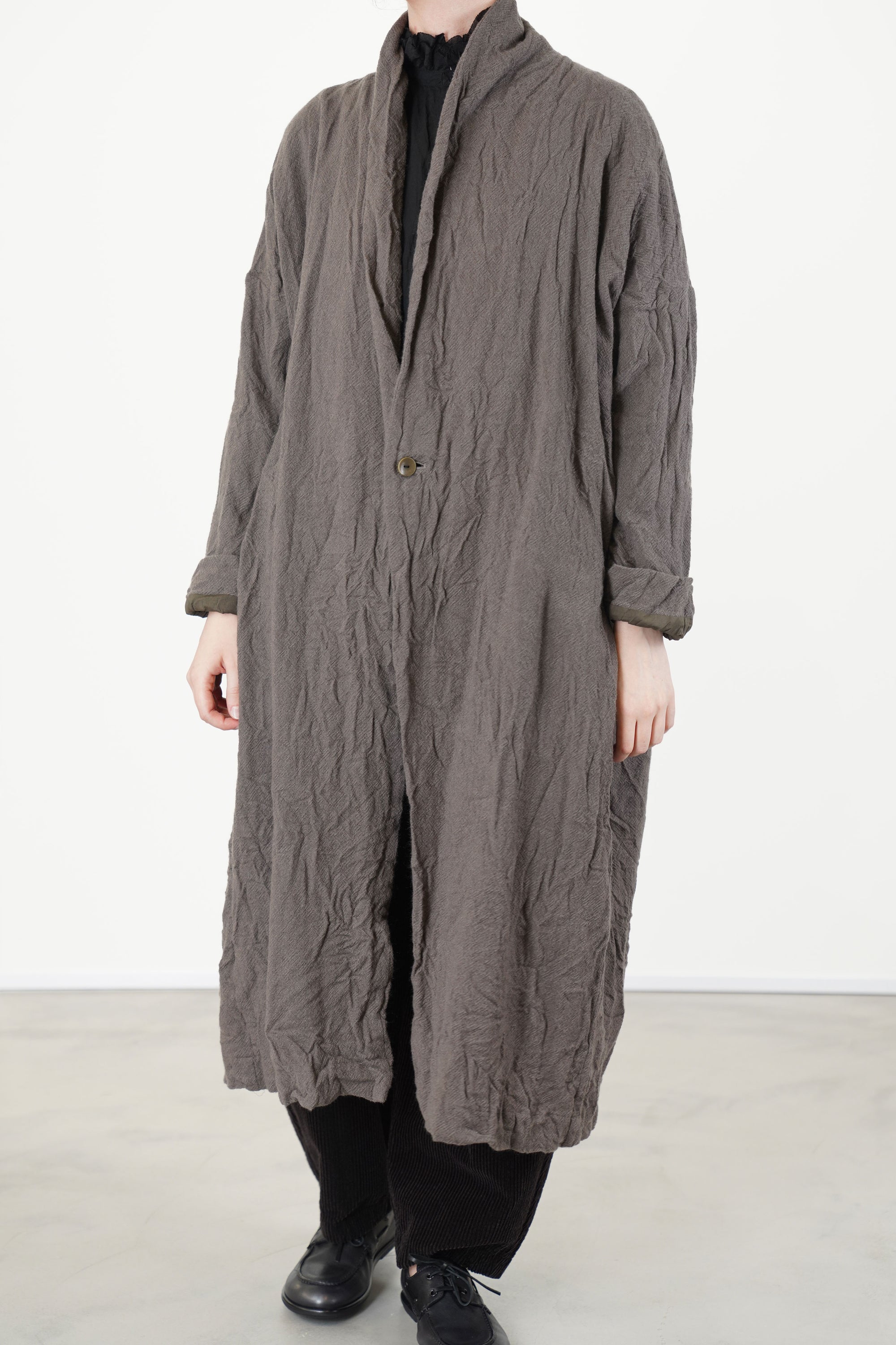 cashmere voile oversized robe coat greige