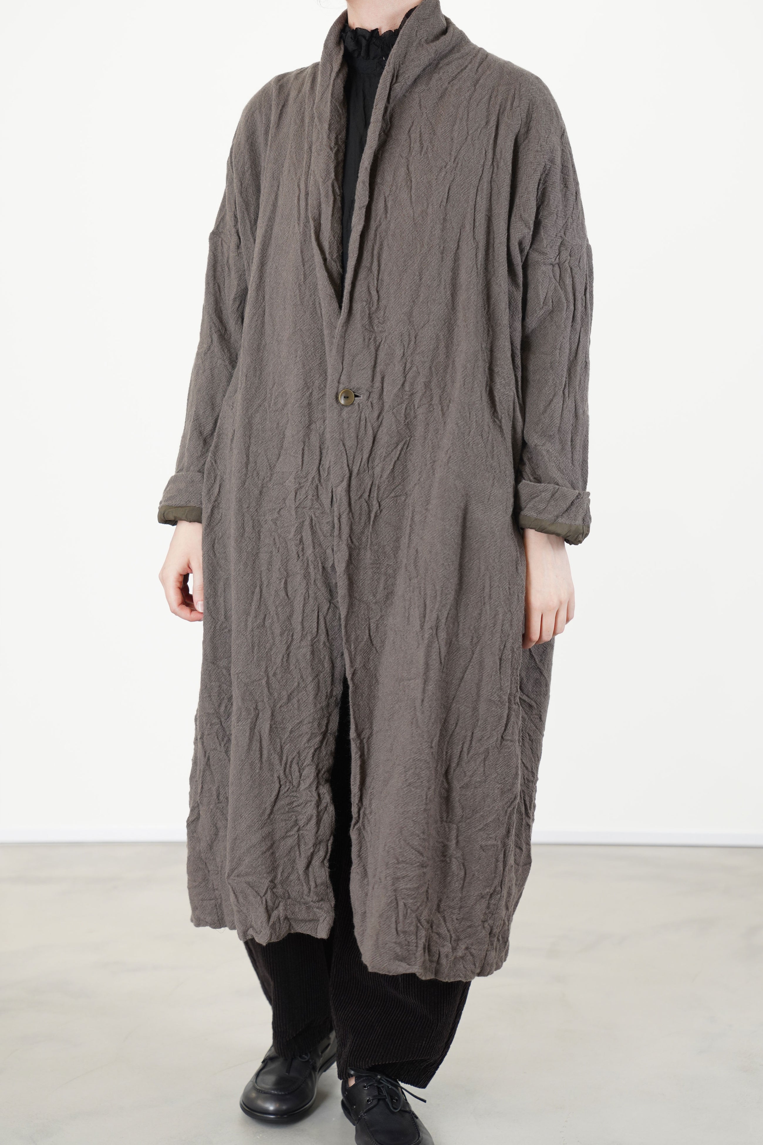 cashmere voile oversized robe coat greige