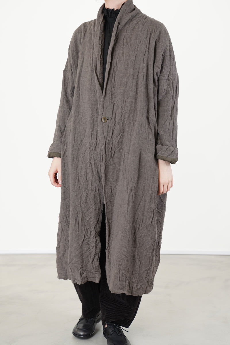 cashmere voile oversized robe coat greige