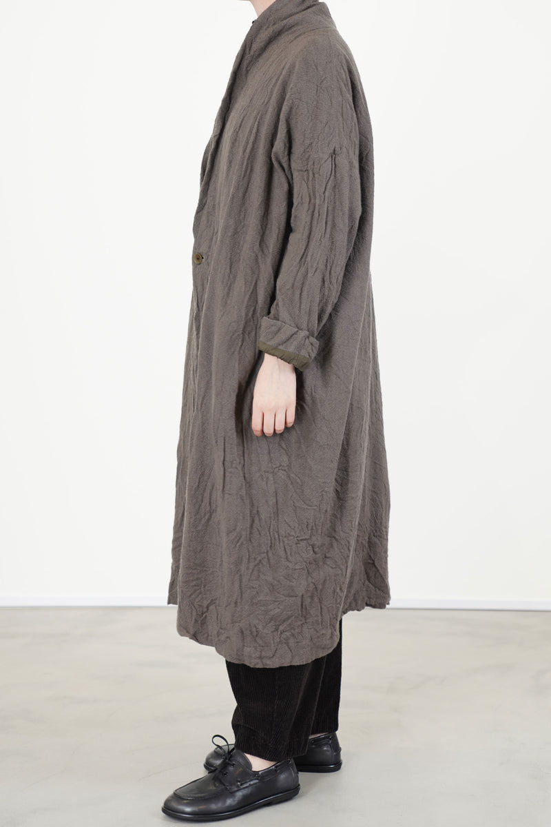 cashmere voile oversized robe coat greige