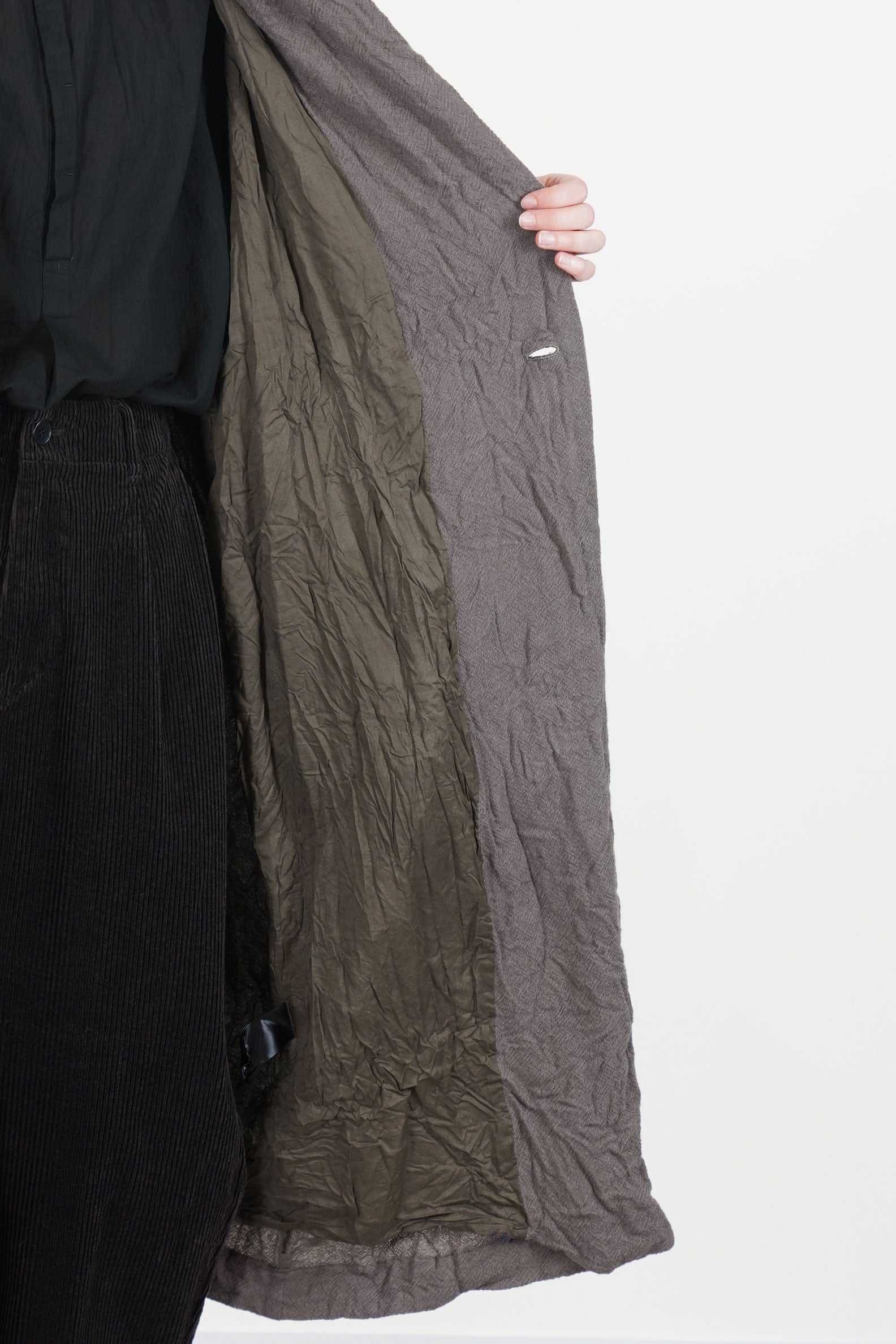 cashmere voile oversized robe coat greige