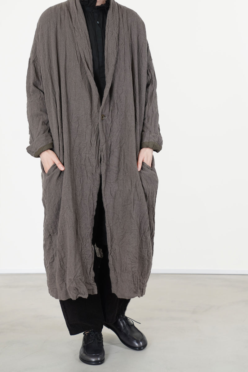 cashmere voile oversized robe coat greige