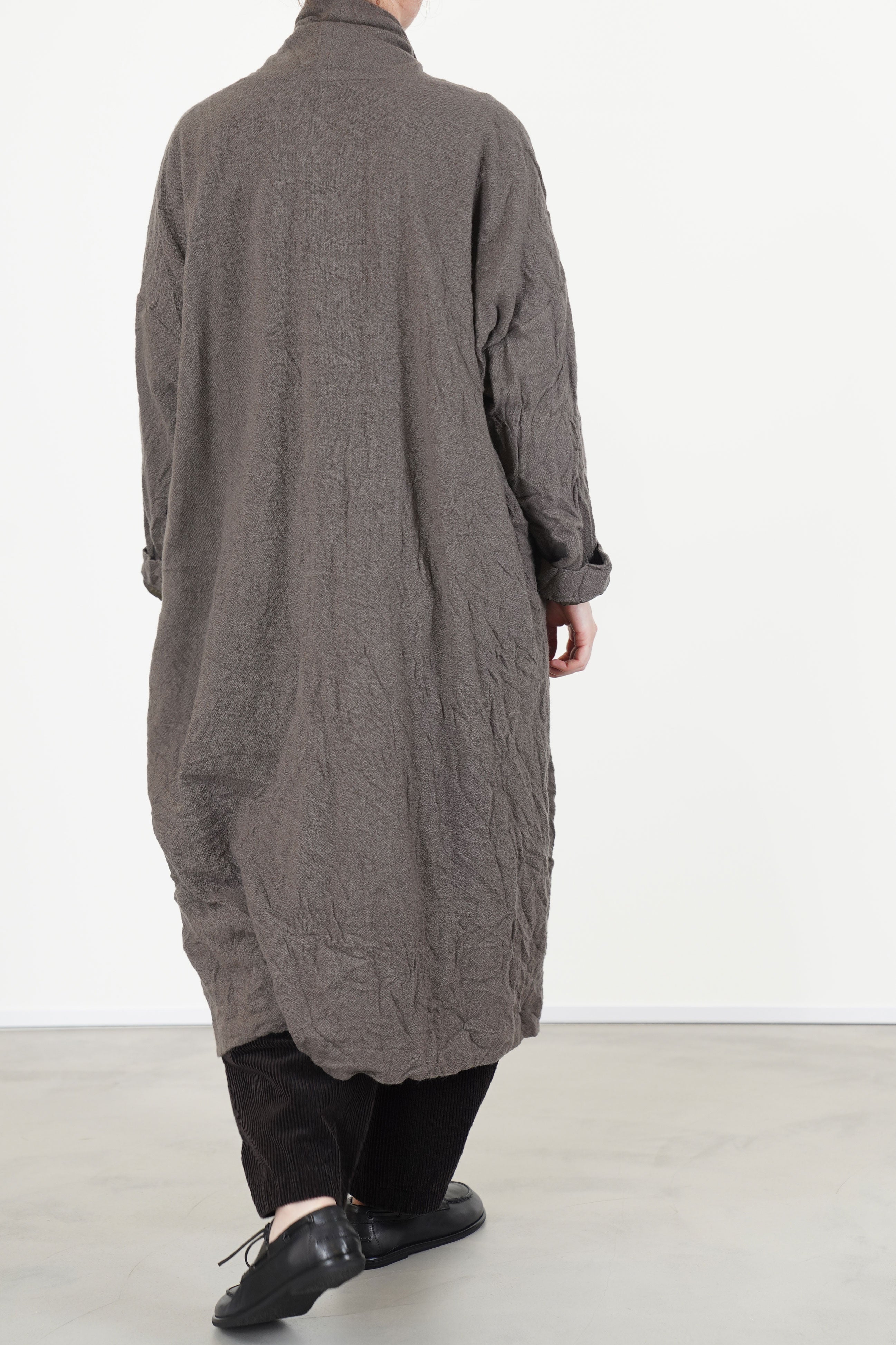 cashmere voile oversized robe coat greige