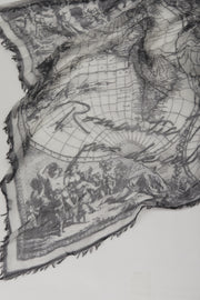 romantic travel print scarf cashmere charcoal