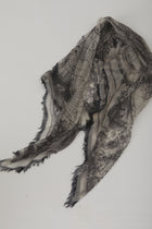 romantic travel print scarf cashmere brown