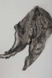 romantic travel print scarf cashmere brown