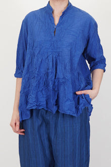 chambray pullover blouse blue
