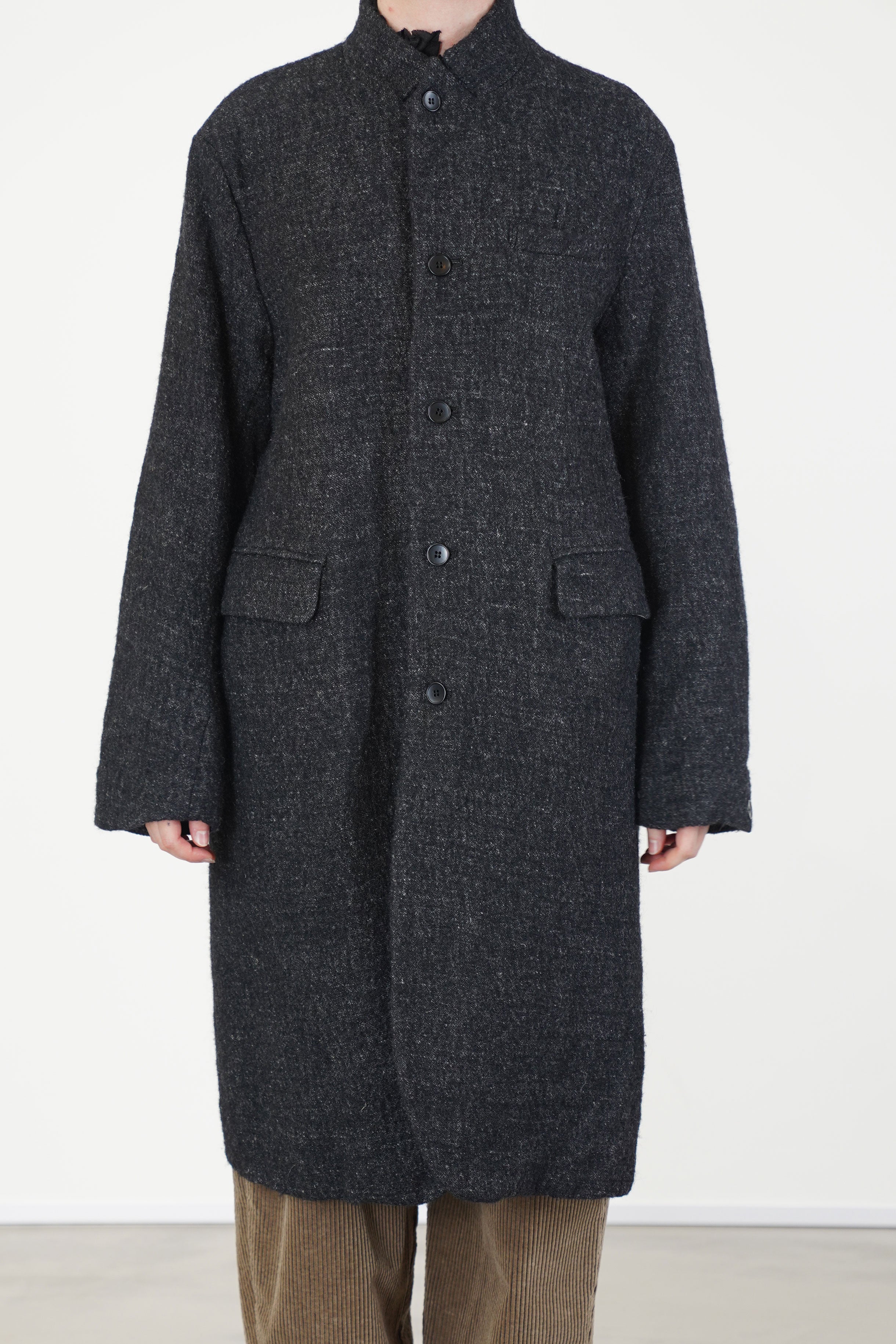 chesterfield coat wool linen charcoal