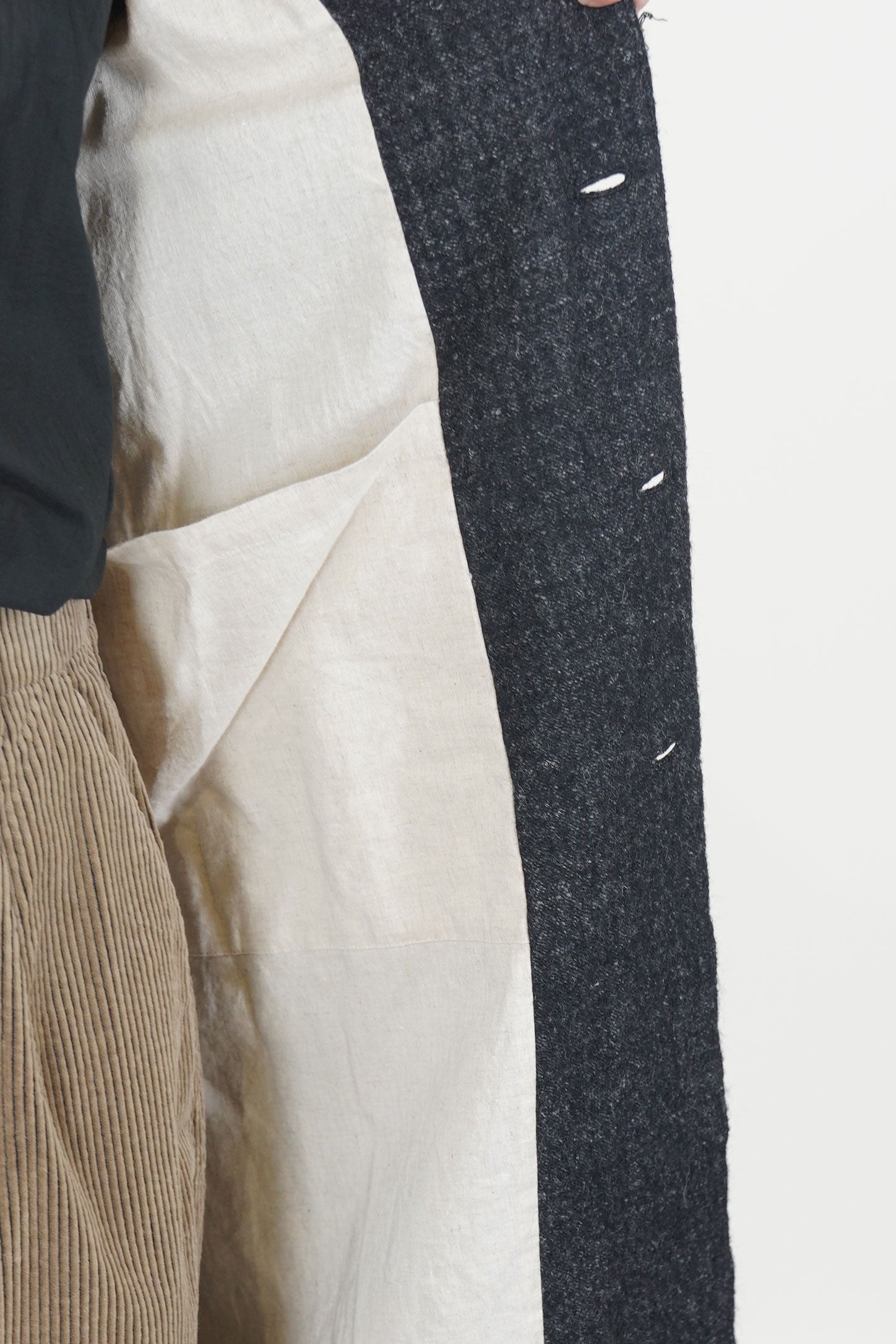 chesterfield coat wool linen charcoal