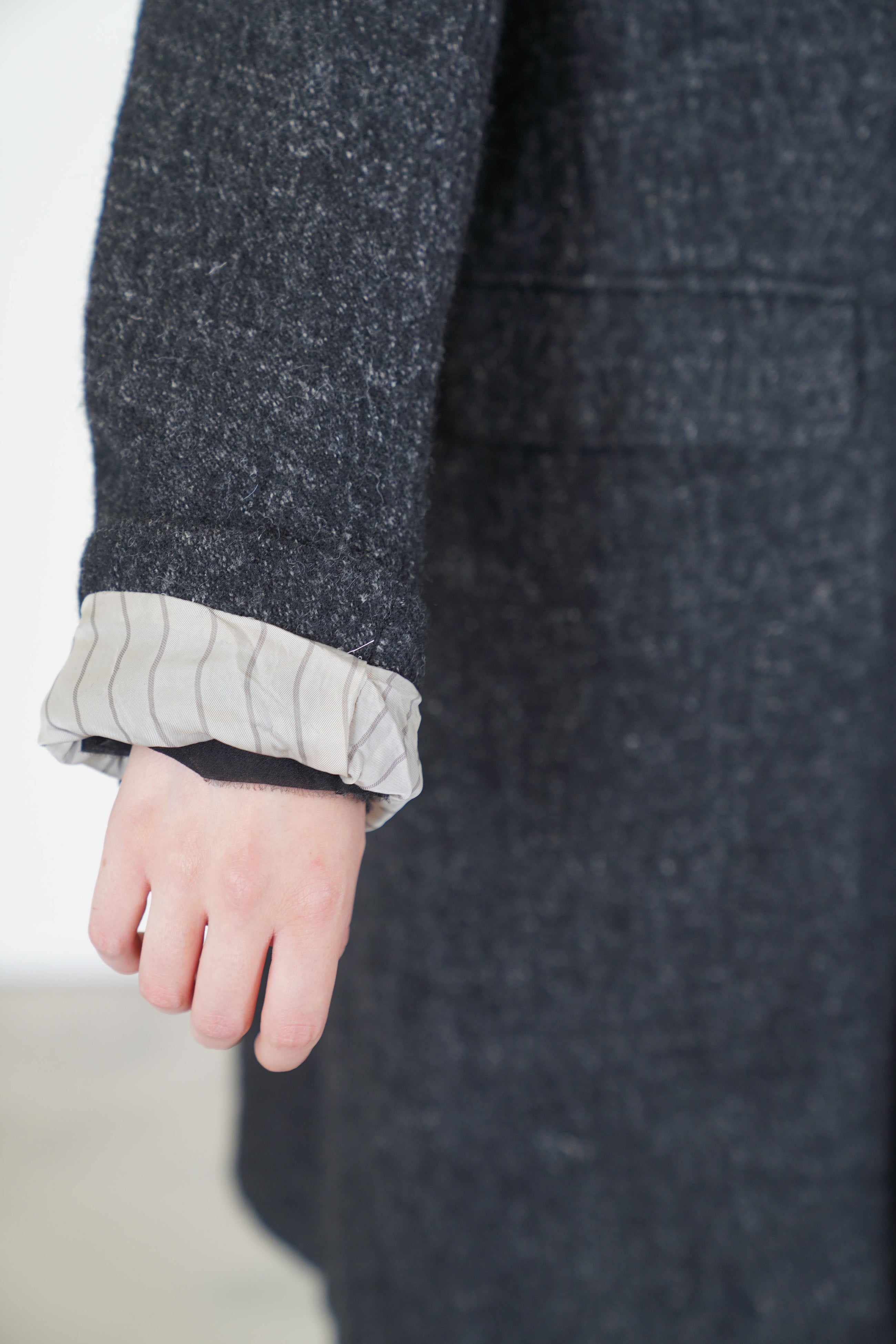 chesterfield coat wool linen charcoal