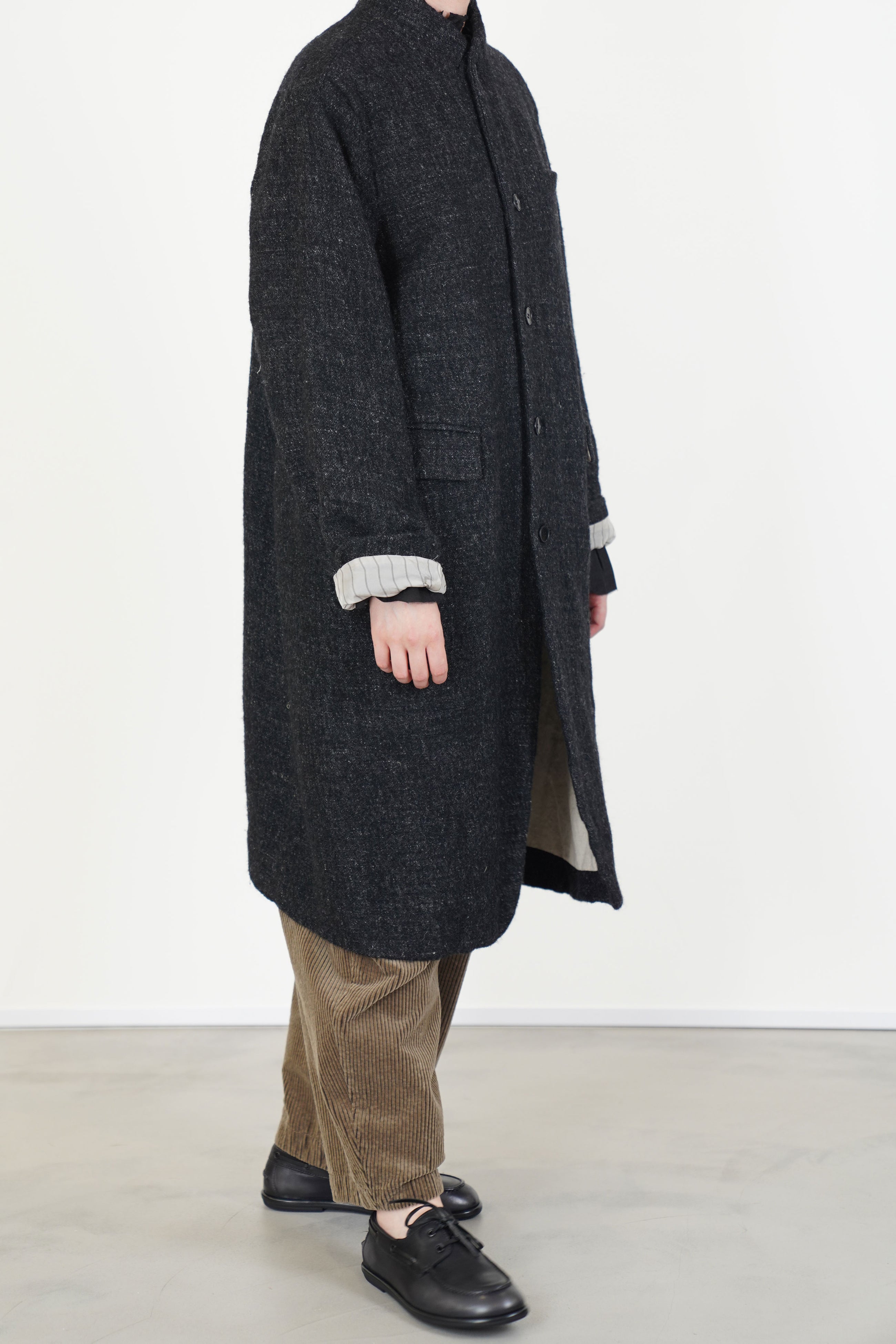 chesterfield coat wool linen charcoal