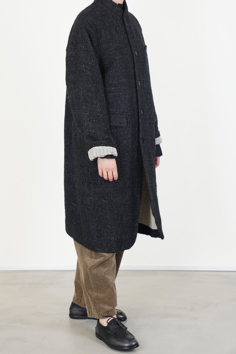 chesterfield coat wool linen charcoal