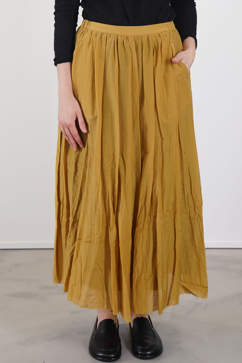cotton silk lawn long skirt gold