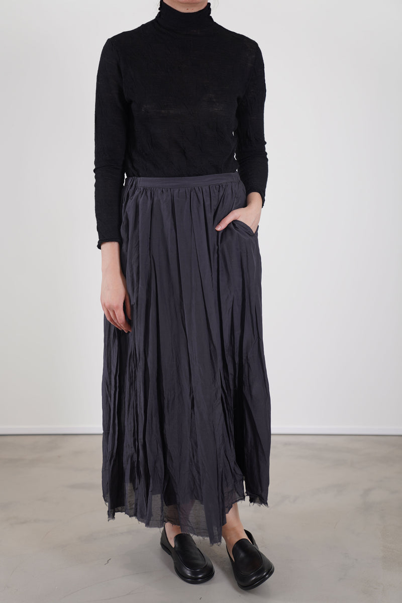 cotton silk lawn long skirt navy