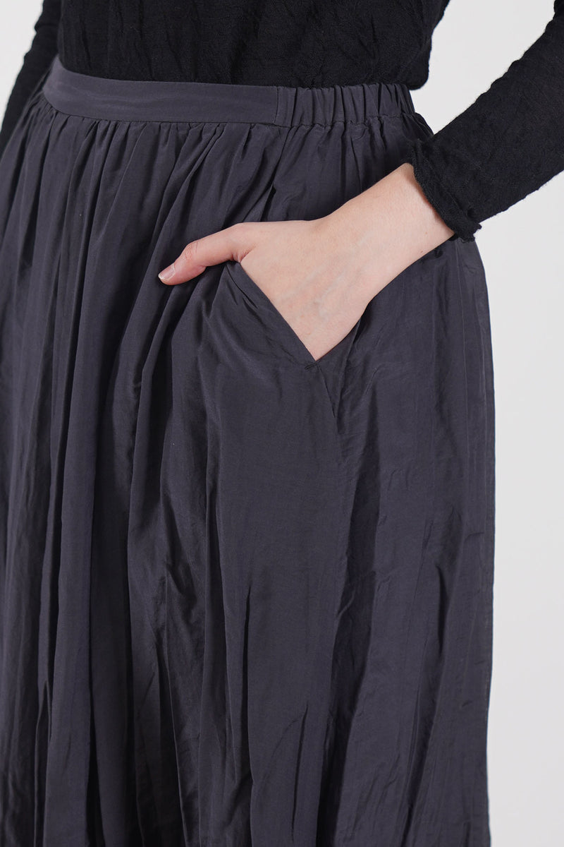 cotton silk lawn long skirt navy