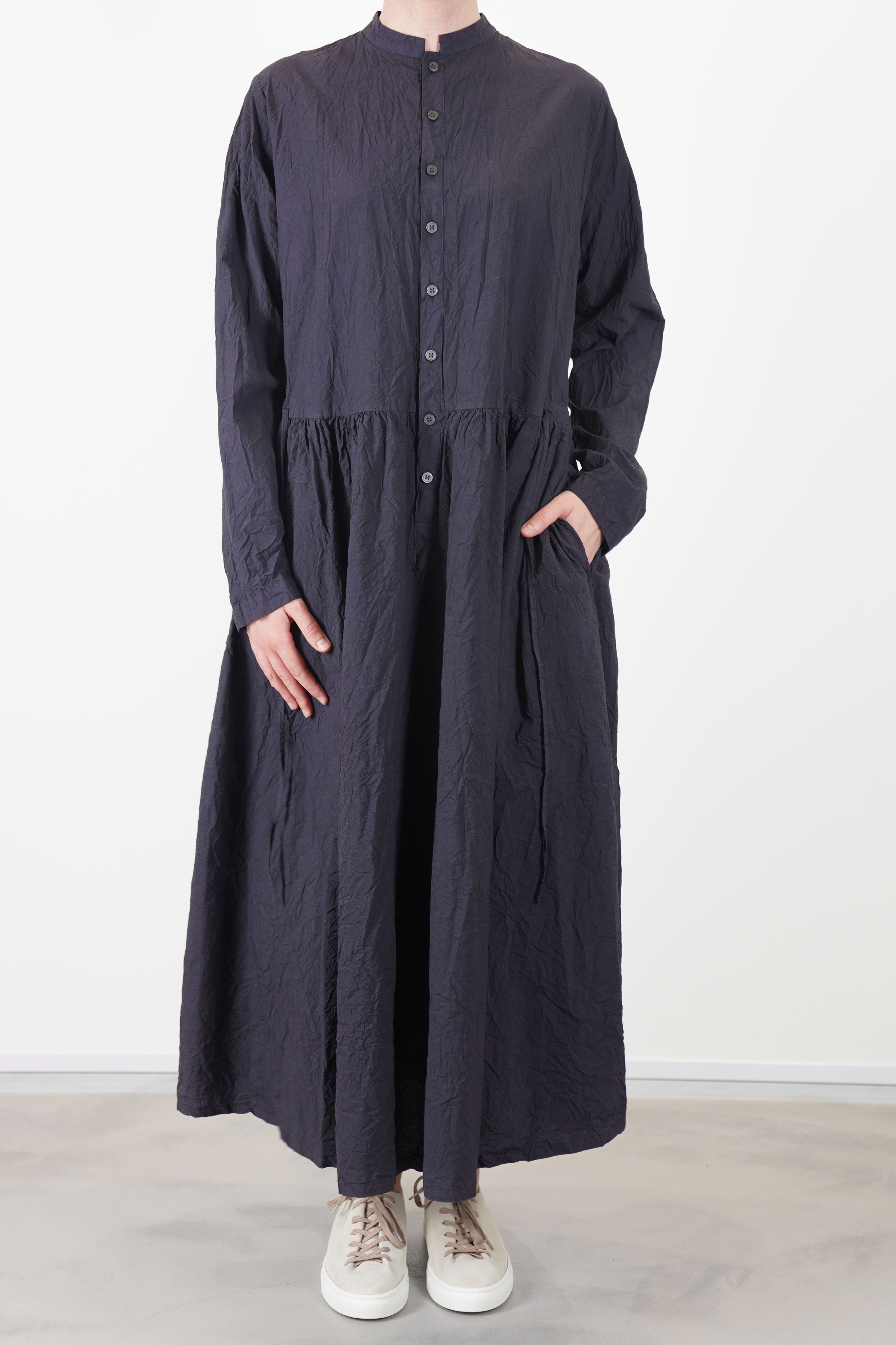 pas de calais cotton typewriter dress charcoal crafted in a lightweight crinkled cotton material