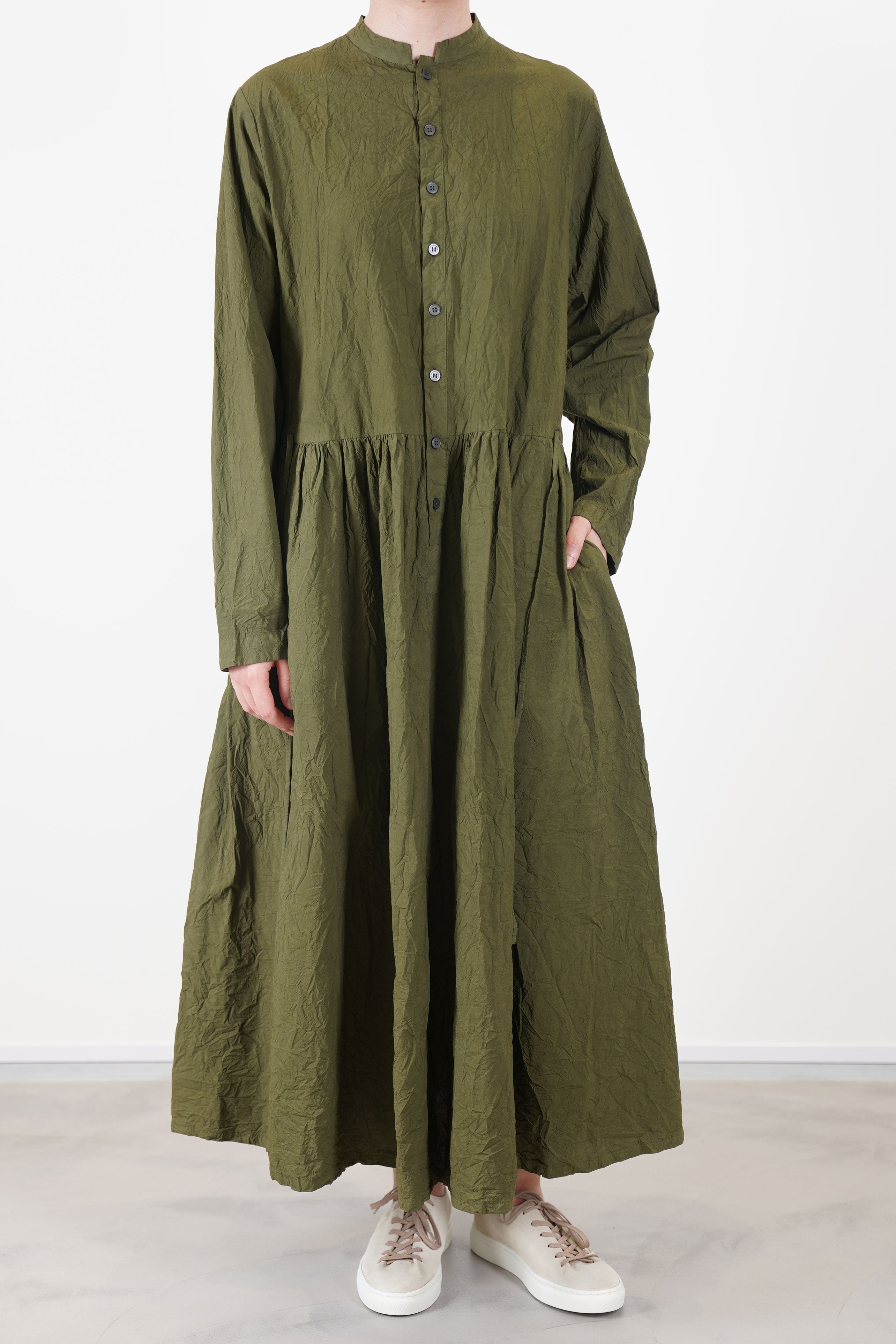 ＜H＞TYPEWRITER CLOTH FRENCH SLEEVE DRESS pas de calais cotton typewritter dress khaki | carrousel the store