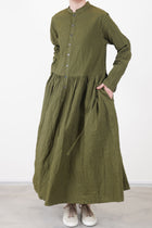 cotton typewriter dress khaki