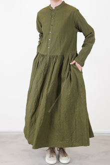 cotton typewriter dress khaki
