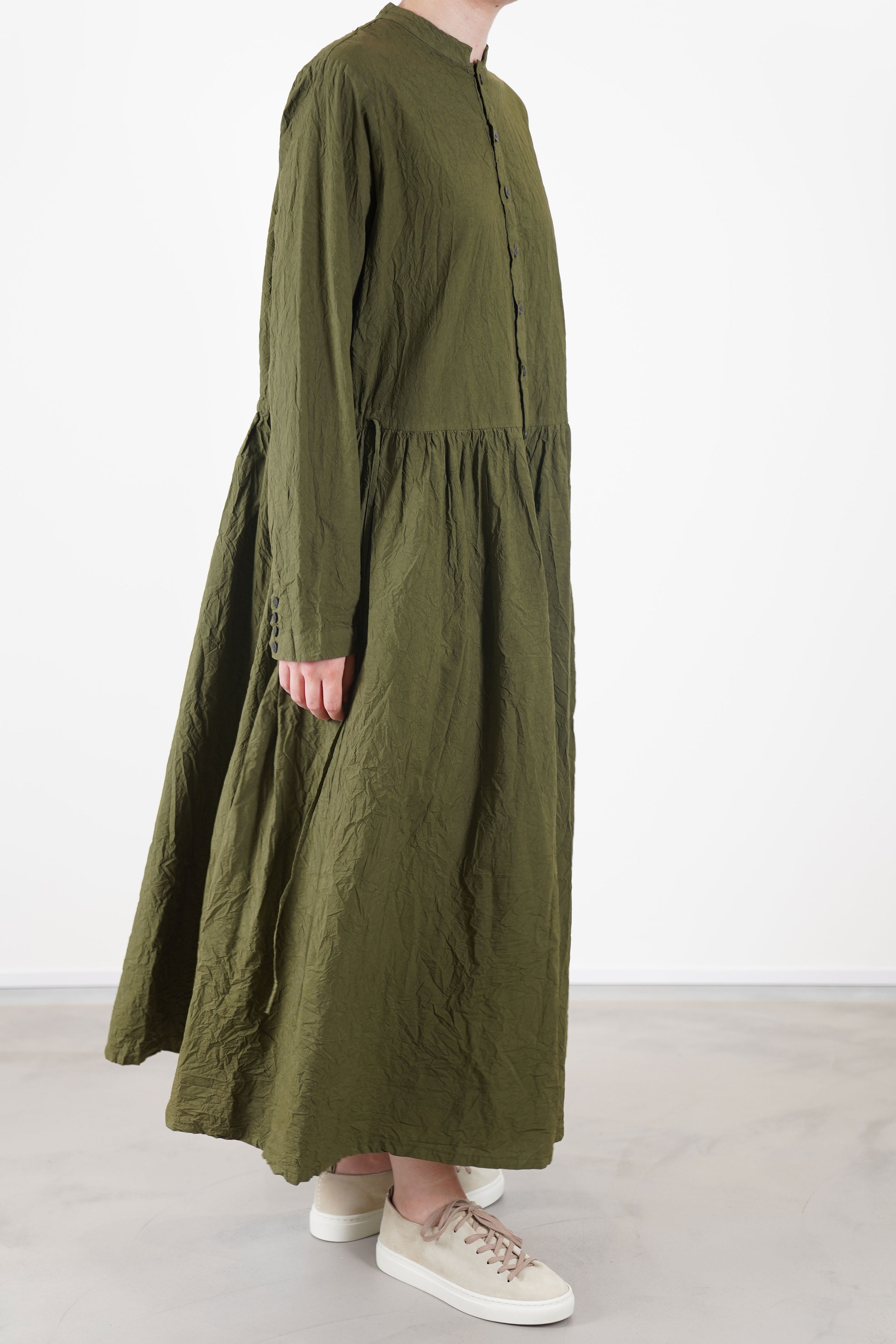 cotton typewriter dress khaki
