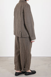 Back of beige herringbone wool jacket by Pas de Calais – relaxed fit, long sleeves in a warm wool blend
