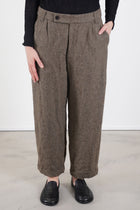 eco wool herringbone wide pants beige