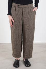 eco wool herringbone wide pants beige