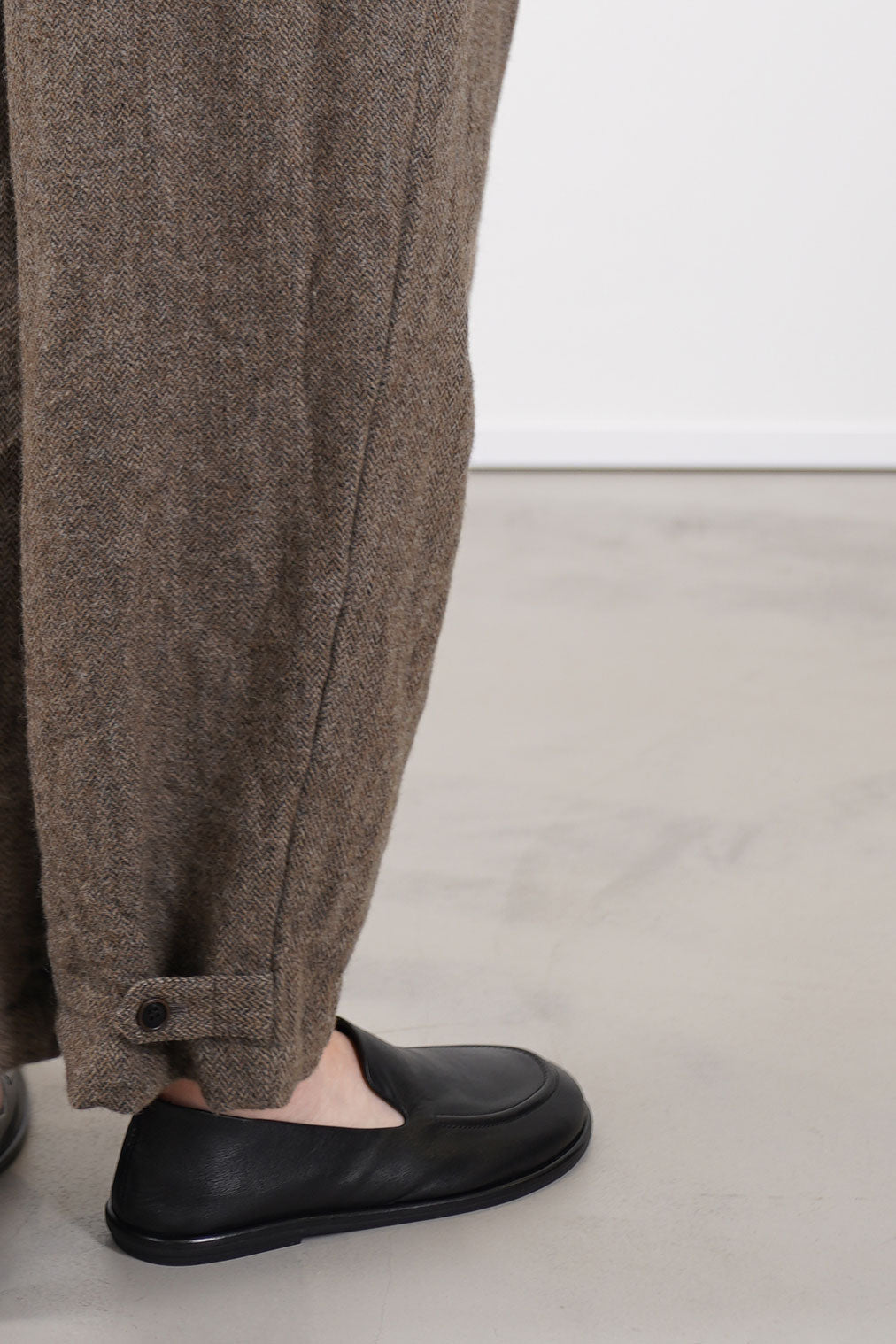eco wool herringbone wide pants beige