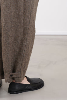eco wool herringbone wide pants beige