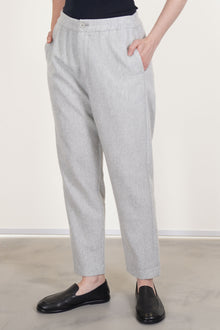 eco woolen flannel slim tapered pants grey