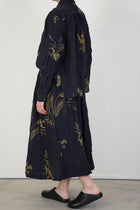back view of pas de calais japonism flower print shirt navy with matching skirt design
