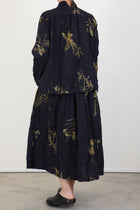 back view of pas de calais japonism flower print skirt navy