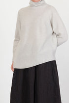 loose turtleneck pullover wool greige