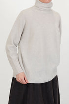 loose turtleneck pullover wool greige