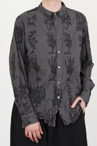 relaxed herbal print shirt charcoal